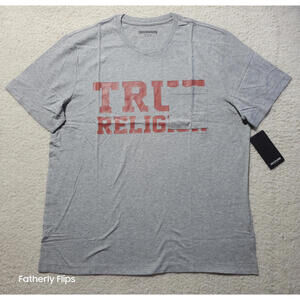 NEW True Religion Relaxed Collegiate Pocket Tee Large Heather Grey TRL Logo